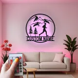 Custom Trail Runner Metal Art | Personalized LED Sign for Mountain Runner | Hiking & Outdoor Wall Decor Gift