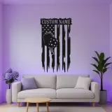 Panneau en métal personnalisé Pickleball | Art mural LED personnalisé | Décoration sportive patriotique pour salle de jeux et salle de gym