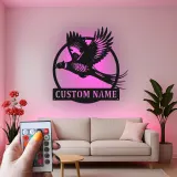 Arte da parete in metallo con fagiano | Insegna LED personalizzata per rifugio di caccia | Regalo su misura per cacciatori e arredo lodge | Sagoma realistica di uccello