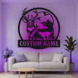 Personalisierte LED-Beleuchtung Metall-Wandkunst für Jäger und Rehe – Geschenk für Outdoor-Enthusiasten, Man Cave Jagd Dekor