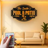 Custom Metal Pool Sign with LED | Personalized Patio & Bar Decor | Tropical Palm Tree Wall Art