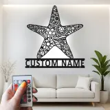 Personalized Starfish LED Sign | Custom Name Metal Wall Art | Ocean Inspired Decor for Beach House, Salon or Nursery
