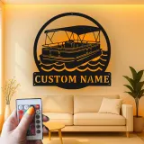 Insegna LED Personalizzata per Barca Pontoon | Arte Murale in Metallo Personalizzata | Decorazione Nautica per Casa al Lago per Naviganti