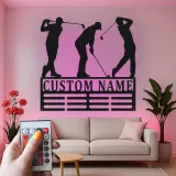 Enseigne de golf personnalisée avec LED | Décoration murale en métal sur mesure pour man cave | Plaque prénom golfeur | Cadeau pour lui