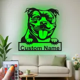 Insegna LED personalizzata con pitbull | Insegna in metallo con cane | Decorazione realistica con ritratto del pet | Regalo originale per amanti delle razze bully