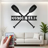 Cartel LED de remos de kayak personalizado | Decoración de casa de lago personalizada | Arte mural de remos cruzados | Regalo de aventura al aire libre