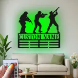 Silueta de soldado personalizada | Decoración mural LED de metal militar a medida | Decoración patriótica para veteranos y familias del ejército