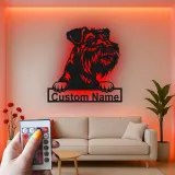 Custom Schnauzer LED Sign | Personalized Metal Pet Portrait | Modern Dog Lover Wall Art for Home
