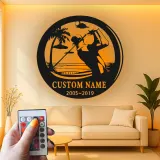 Panneau métallique personnalisé pour golfeur | Décoration murale LED pour bureau et maison | Cadeau personnalisé pour amateur de golf | Déco de man cave