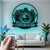 Insegna in metallo LED Camera personalizzata regalo per fotografi decorazione per studio per amanti della fotografia