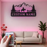 Custom Cowboy Mountain Scene Led Light Metal Wall Art Personalized Western Gift Rustic Home Decor