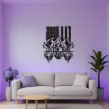 Panneau LED Personnalisé pour Pompier | Décoration Murale en Métal Personnalisée | Cadeau Patriote avec Drapeau Américain pour Pompier | Décor de Caserne de Pompiers