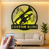 Custom Trumpet Led Light Metal Wall Art Personalized Musician Gift Music Room Decor for Brass Instrument Lovers 1