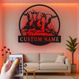 Cartel de metal de cabra personalizado con LED | Decoración mural farmhouse personalizada | Decoración rústica de granero y regalo para amantes de las cabras