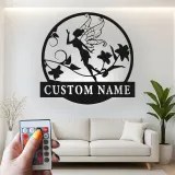 Personalisierte Feen-Namensschild | LED Metall-Wandkunst für das Babyzimmer | Individuelle Mädchenzimmer-Dekoration | Verzauberndes Geschenk mit Beleuchtung
