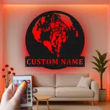 Décoration murale en métal avec rétroéclairage d'astronaute - Cadeau pour amoureux de l'espace, décoration de chambre ou de bureau