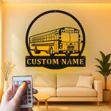 Cartel de metal LED personalizado de autobús escolar, regalo para conductores de autobús, decoración para oficina o aula