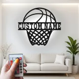 Cartel de metal personalizado de aro de baloncesto con luz LED, regalo deportivo personalizado para atletas, decoración para sala de juegos