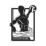 Custom Water Polo Player Led Light Metal Wall Art Personalized Sports Gift for Athletes Game Room Decor