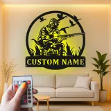Insegna in metallo personalizzata per cacciatori con anatre con luce LED regalo per cacciatori decorazione per man cave o cabin