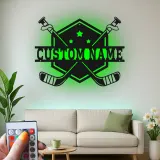 Insegna con nome per hockey personalizzata | Arte in metallo LED per parete | Regalo personalizzato per giocatore per sala giochi | Decorazione per bar sportivi e camere da letto