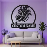 Insegna LED personalizzata con giocatore di football | Decorazione murale in metallo personalizzata | Arredo camera ragazzi e man cave | Regalo per atleta