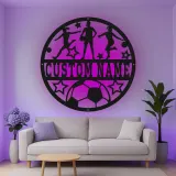 Insegna in metallo personalizzata con luce LED per calciatori, regalo personalizzato per appassionati di calcio, decorazione per sala giochi