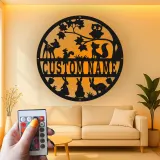 Décoration murale en métal personnalisée avec animaux des bois en rétroéclairage - Cadeau de nursery pour enfants