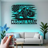 Personalisierte Monstertruck LED-Schild | Metall-Wandkunst mit amerikanischer Flagge | Maßgeschneiderte Garagen-Dekoration für das Kinderzimmer