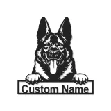 Insegna LED personalizzata con Pastore Tedesco | Arte da parete con nome del cane | Decorazione in metallo retroilluminata per ingresso | Regalo per amanti dei cani