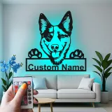 Cartel de metal LED personalizado de pastor alemán, regalo para amantes de los perros, decoración para la sala de estar 2