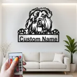 Panneau LED Old English Sheepdog | Décoration murale en métal personnalisée | Cadeau pour amoureux des chiens | Décor avec le nom de l'animal