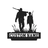 Cartel Personalizado de Caza | Arte de Metal LED para Padre e Hijo | Decoración de Cabaña Personalizada para Papá