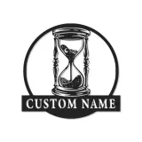 Insegna LED con Clessidra Personalizzata | Arte Murale in Metallo Personalizzata per Ufficio e Studio | Decorazione Retro con Timer di Sabbia