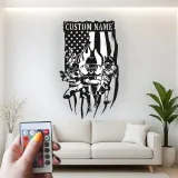 Cartel LED metálico personalizado de fútbol americano | Arte mural con nombre a medida | Decoración para habitación infantil y sala de juegos | Regalo para deportistas con bandera estadounidense