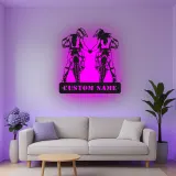 Insegna in metallo personalizzata coppia di motociclisti con luce LED regalo unico per motociclisti, decorazione per garage o man cave