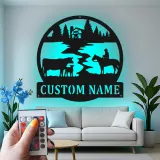 Cartel de metal LED con escena de rancho personalizado, regalo rústico para vaqueros, decoración de granja para amantes del rancho