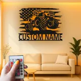 Personalisierte Monstertruck LED-Schild | Metall-Wandkunst mit amerikanischer Flagge | Maßgeschneiderte Garagen-Dekoration für das Kinderzimmer