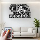 Custom Garbage Truck LED Sign | Personalized Metal Wall Art | Waste Management Driver Gift | Industrial Man Cave Decor