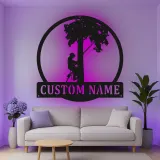 Cartel de metal LED de escalador de árboles regalo personalizado para arboristas decoración de entusiastas del aire libre
