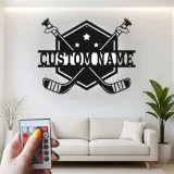 Insegna con nome per hockey personalizzata | Arte in metallo LED per parete | Regalo personalizzato per giocatore per sala giochi | Decorazione per bar sportivi e camere da letto