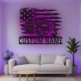 Décoration murale en métal personnalisée avec rétroéclairage LED de camion benne - Cadeau pour passionnés de camions - Décor garage ou man cave