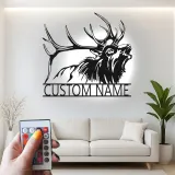 Cartel de metal LED de ciervo personalizado para amantes de la naturaleza, decoración rústica de cabaña