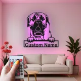 English Mastiff Custom LED Sign | Personalized Dog Wall Art | Metal Pet Portrait for Mastiff Owners