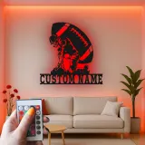 Custom Football Player LED Sign | Personalized Metal Wall Art for Teen Room | Sports Fan Gift | Athlete Decor