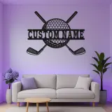 Custom Golf LED Metal Wall Art | Personalized Golfer Name Sign | Man Cave Decor & Home Bar Gift