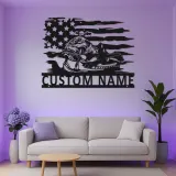 Arte in metallo per jet ski personalizzata | Insegna LED con bandiera americana | Decorazione per acquascooter personalizzata | Regalo per rider per casa al lago e garage