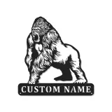 Gorilla LED Metal Wall Art | Custom Name Sign for Home Gym & Man Cave | Personalized Wildlife Decor