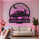 Insegna in metallo personalizzata con luce LED per airboat - Regalo di nautica per lui, decorazione per man cave o garage