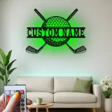 Custom Golf LED Metal Wall Art | Personalized Golfer Name Sign | Man Cave Decor & Home Bar Gift